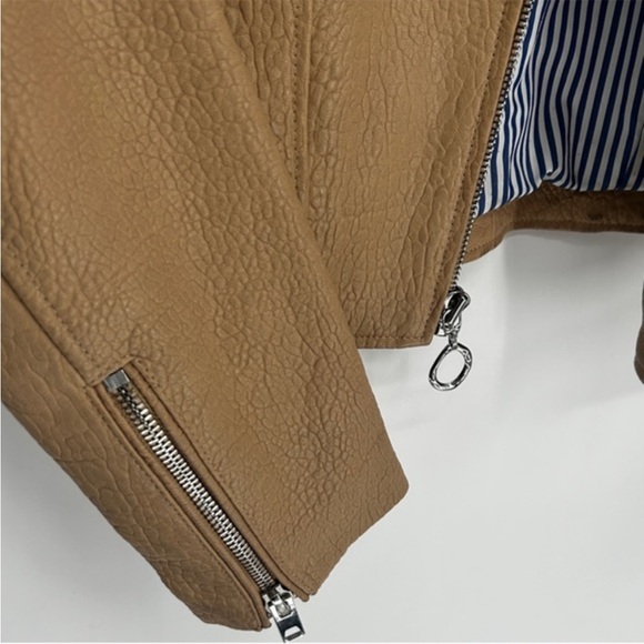 Derek Lam 10 Crosby Leather Moto Jacket Tan - Picture 3 of 6